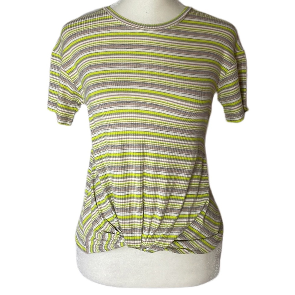 Y2K Style Walking on Sunshine Striped Twist Side Front Top - Picture 2 of 11